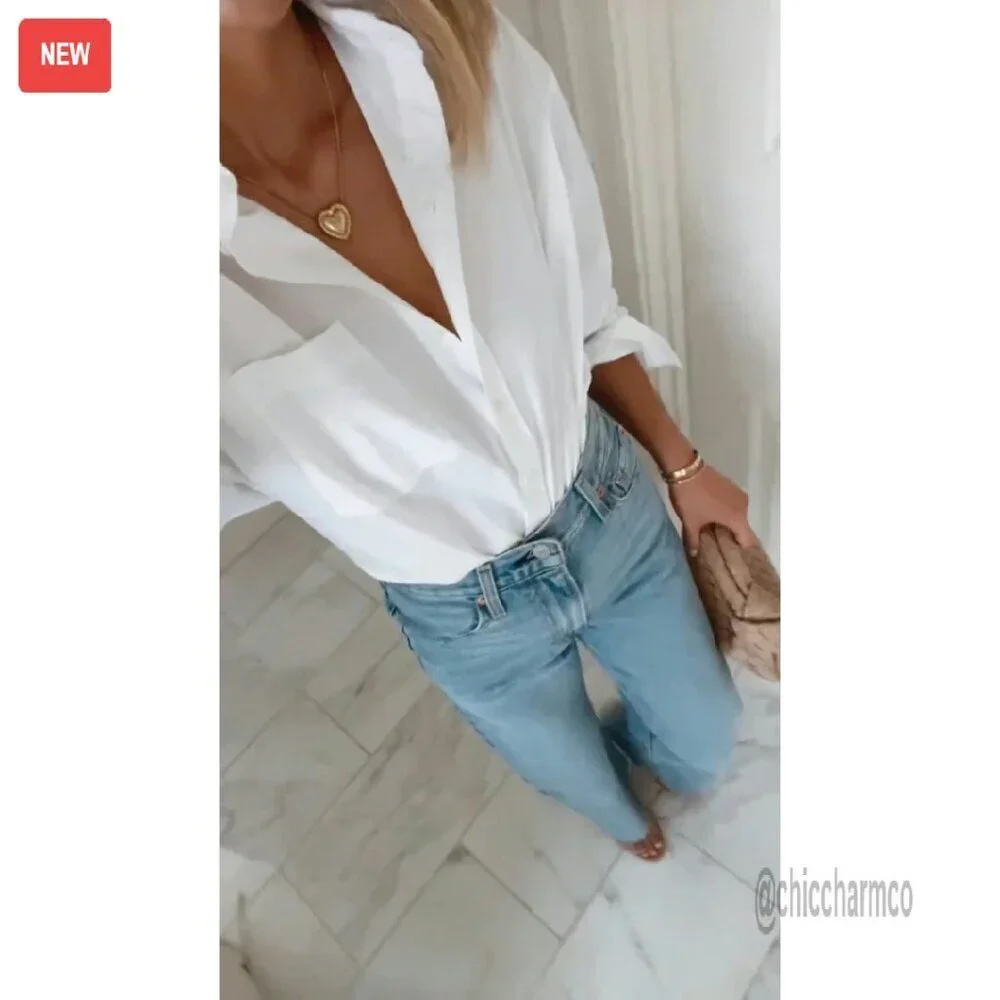 Wide Leg Straight Jeans High Waisted Stretchy Tummy Control Vintage